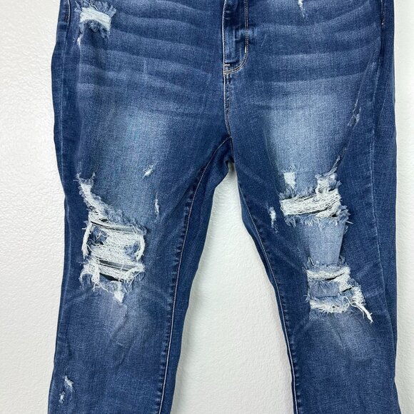Judy Blue Boyfriend Fit Distressed Jeans 18 Stretch High Rise Casual Pull On - Picture 3 of 9